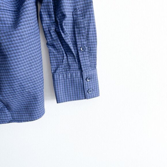 Bertigo Men's Collared Shirt Button Down Long Sleeve Textured Blue Large Medium - Picture 3 of 11